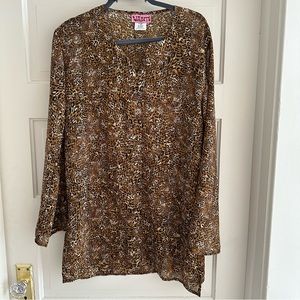 NWOT Sheer Cheetah Print Tunic or Coverup Size L